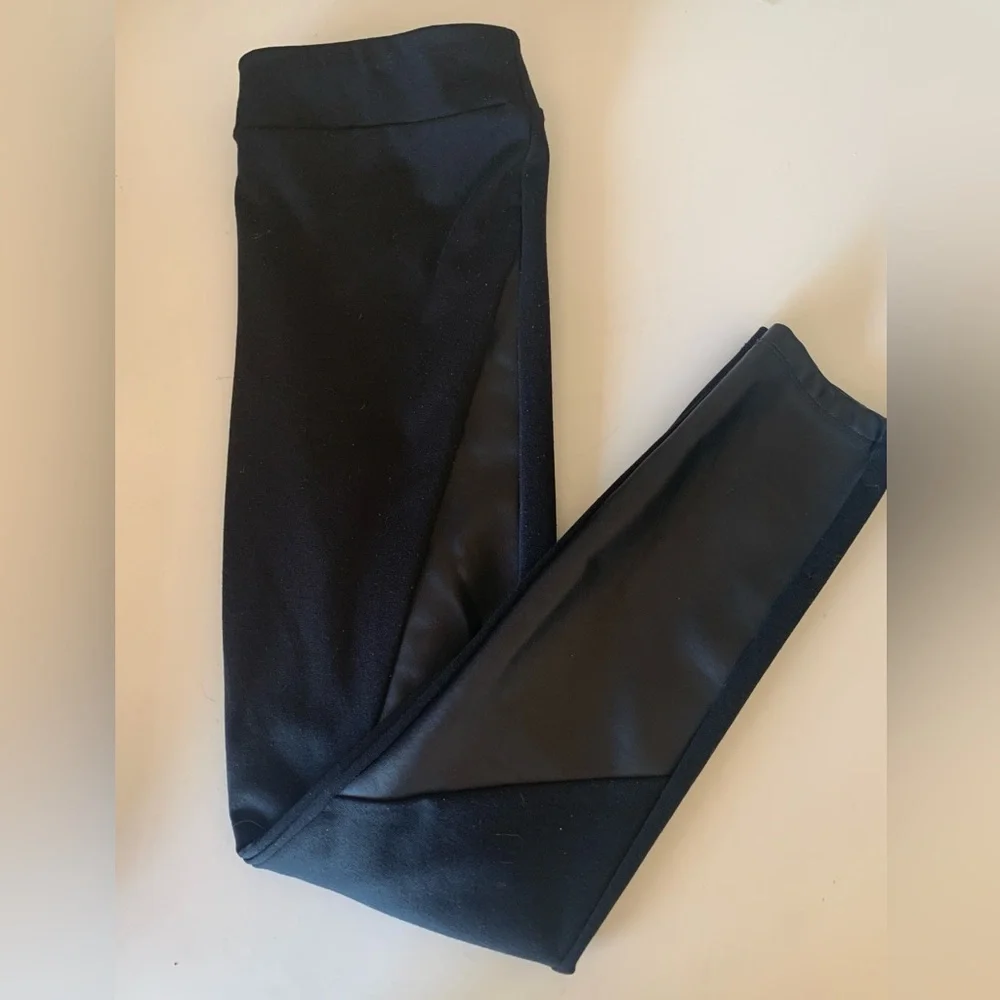 14th & Union Black Leggings with Faux Leather